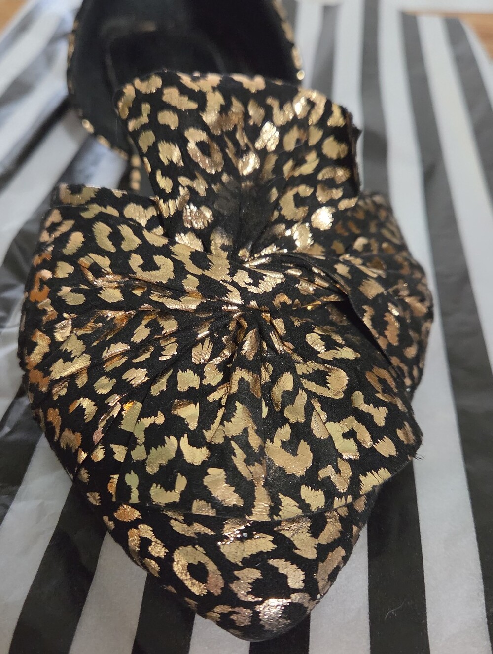 Torrid Black Flats with Gold Metallic Leopard Print - Picture 2 of 6